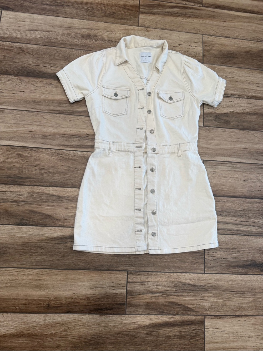 Celebrity Pink Cream Button-Front Short Sleeve Shirt Dress